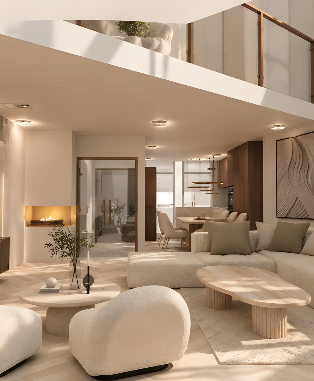 3D-visualisatie van de woonkamer van Santiago Residence