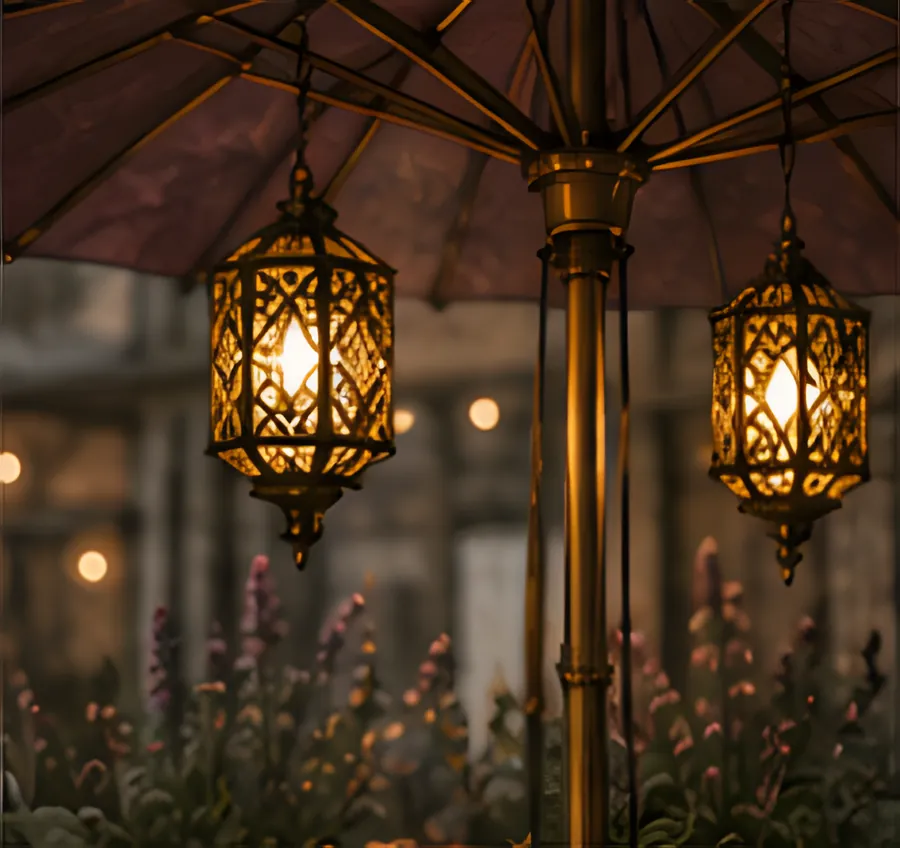 Lantaarns onder de parasols