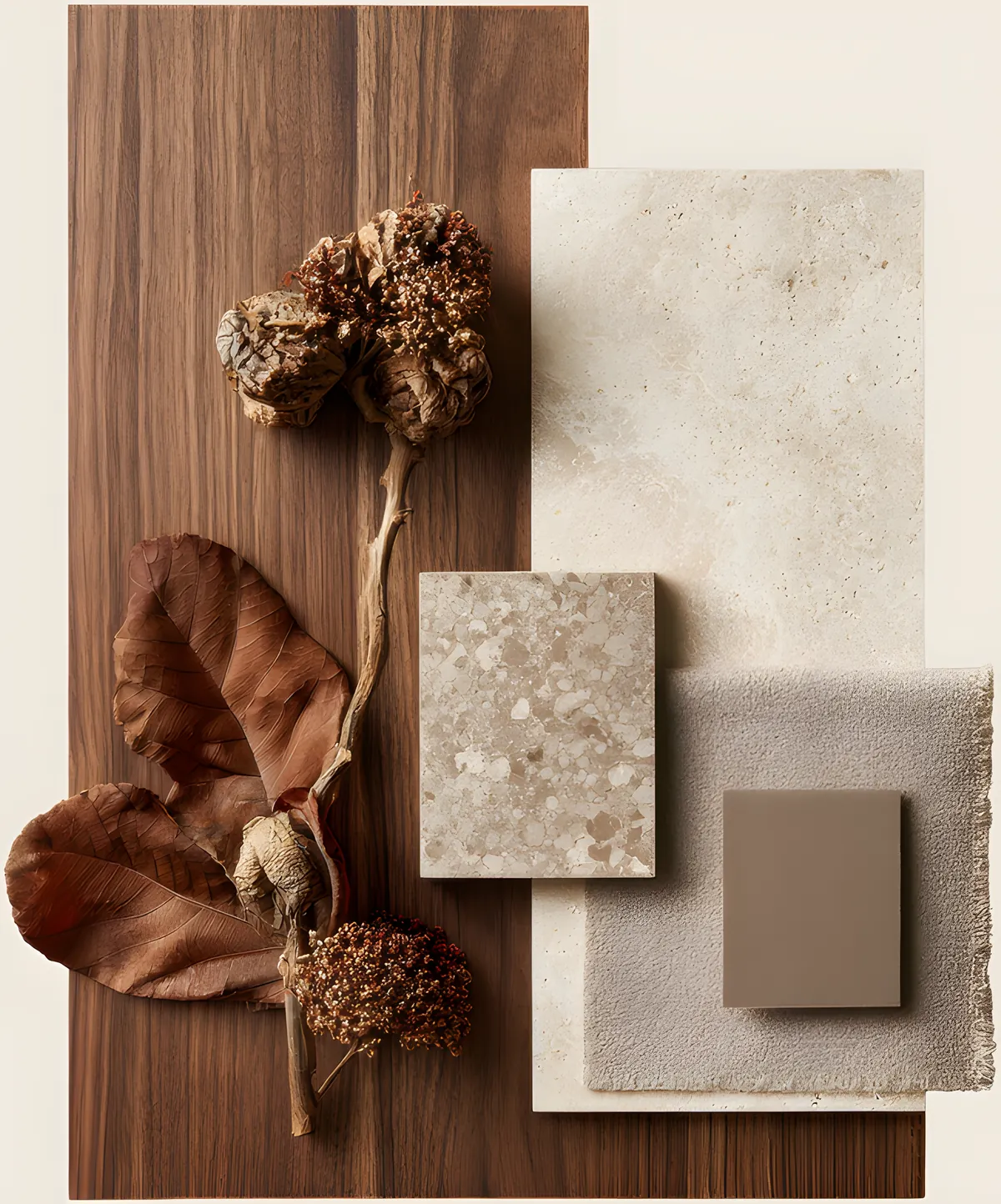 Materiaalstalen hout, natuursteen en linnen