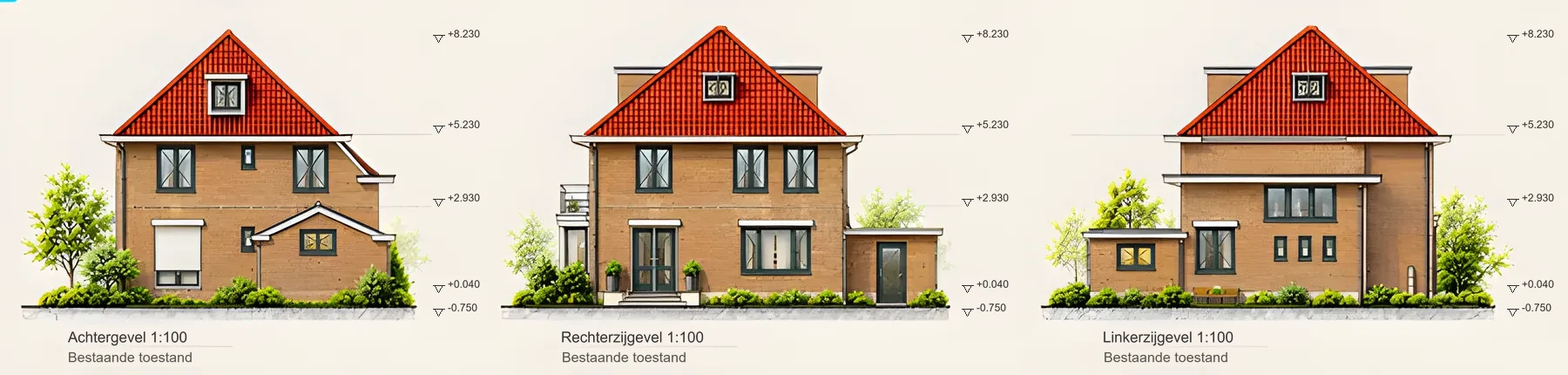 Gevelaanzichten Molendijk: bestaand